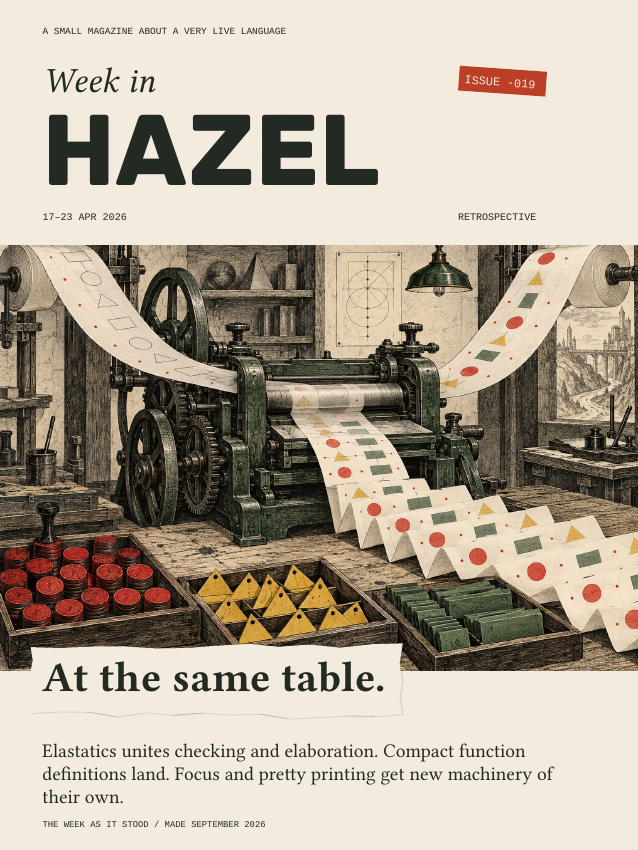 Issue -019 cover: two paper feeds meet at a printing press