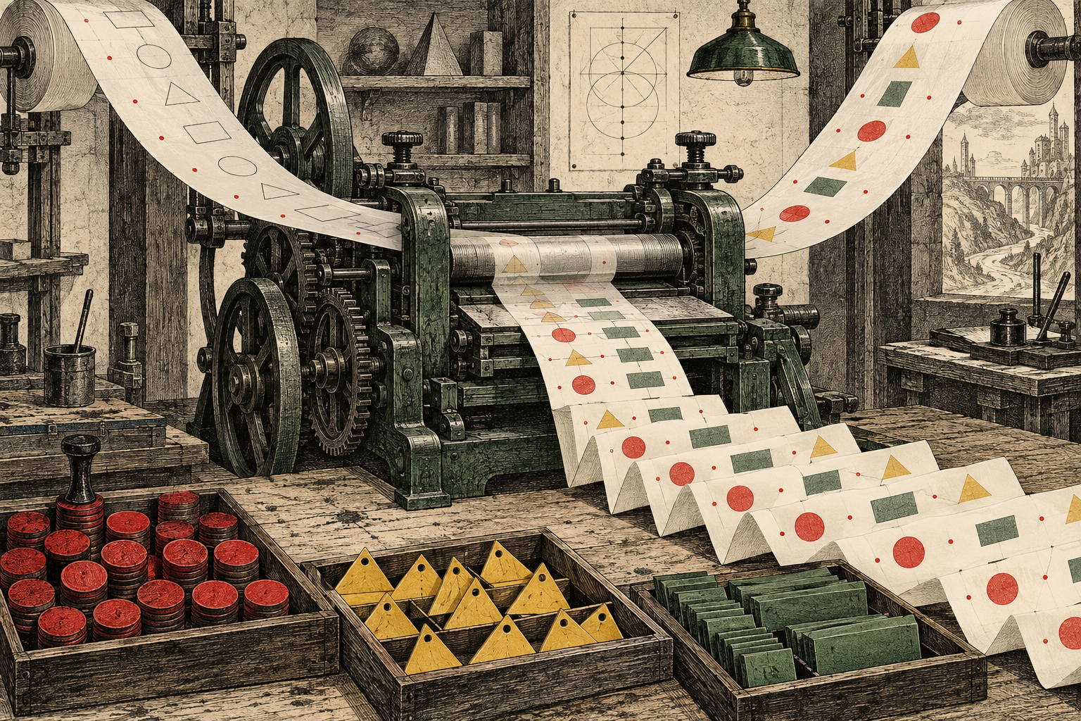 Cover illustration: Two paper feeds meet at a printing press.